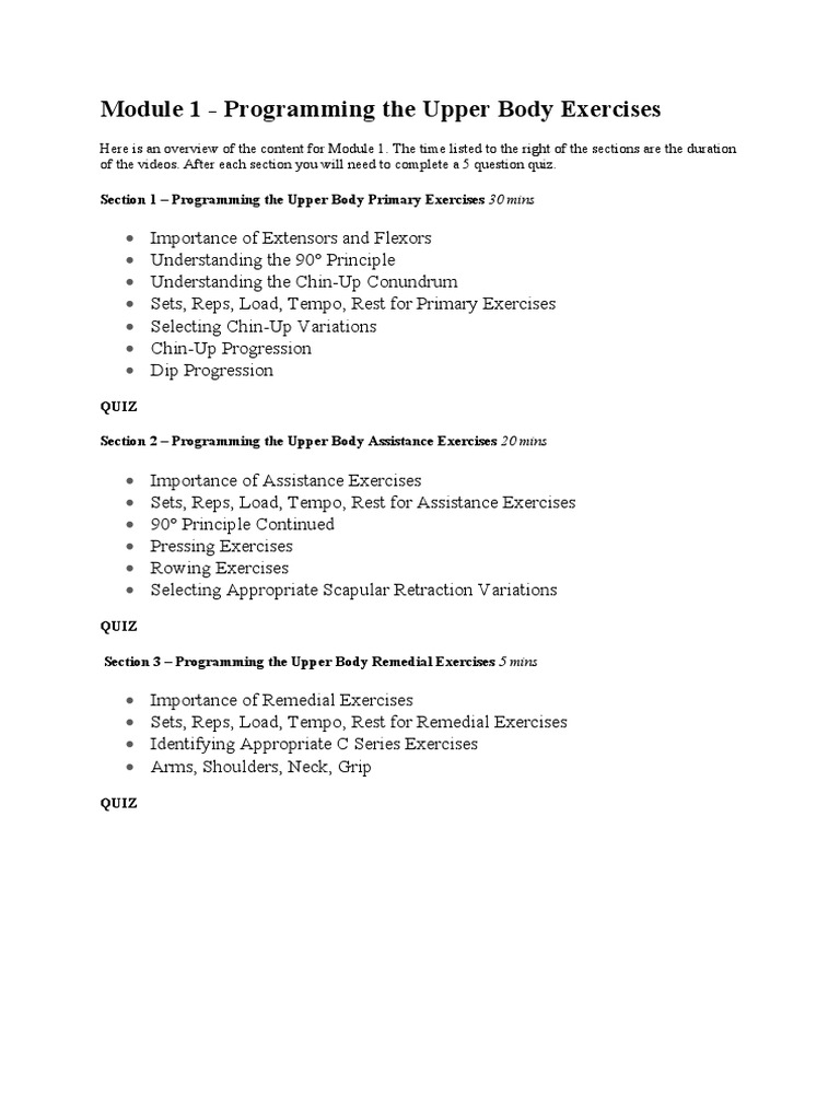 Upper Body Exercise Programming Guide | PDF