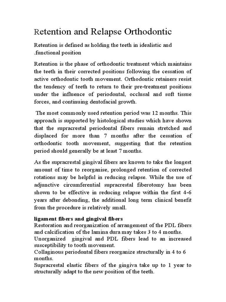 Orthodontic Retention and Relapse Factors | PDF | Periodontology ...