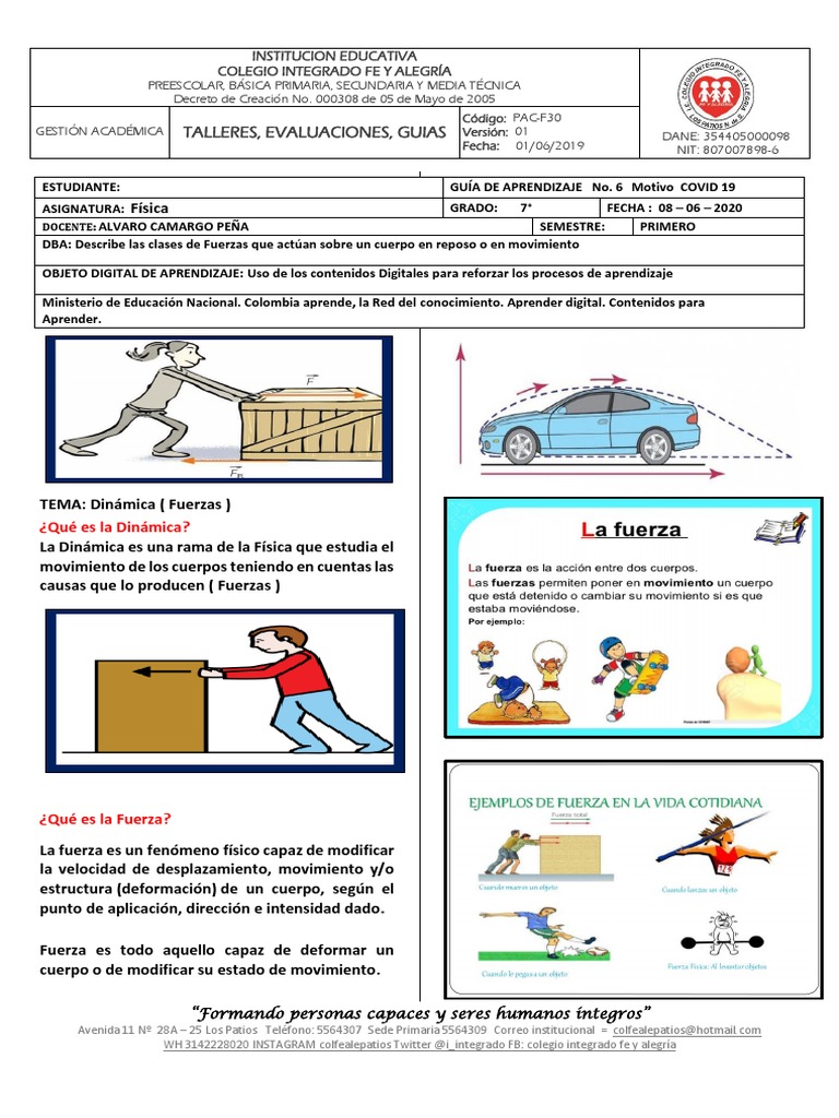Dinámica y Fuerzas en Séptimo Grado | PDF | Las leyes del movimiento de ...