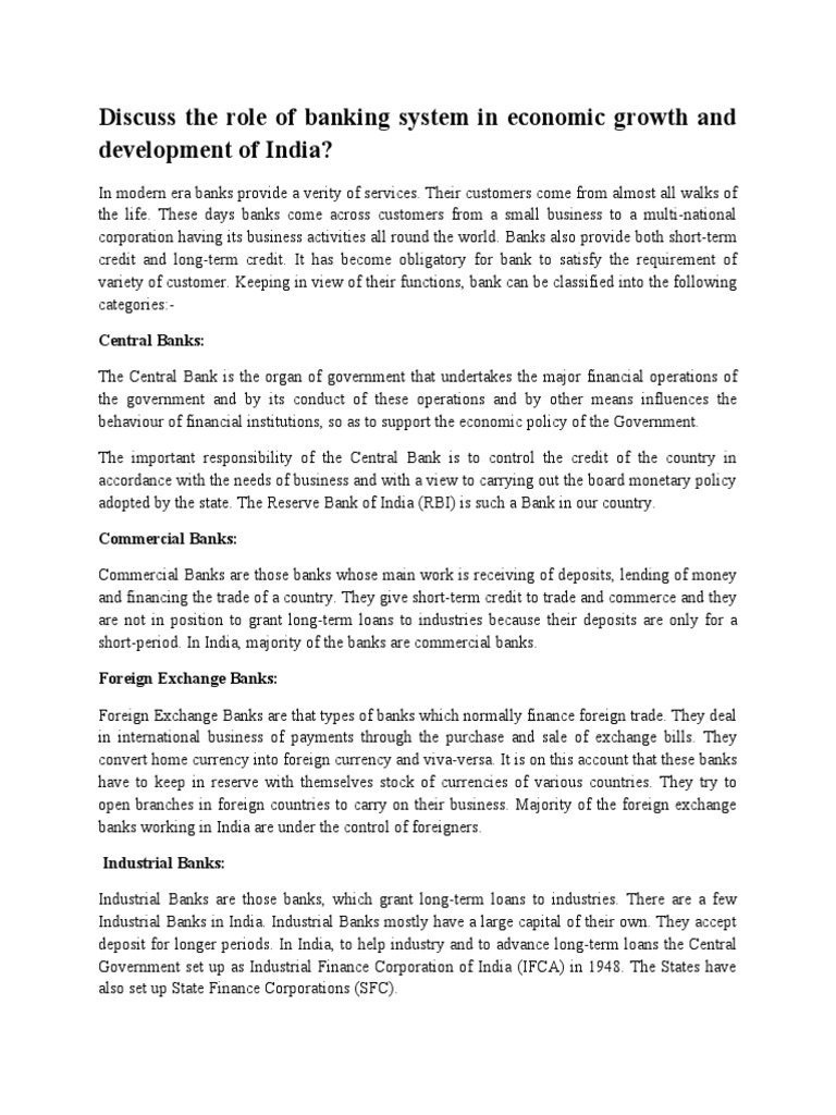 Banking System's Impact on India's Growth | PDF | Reserve Bank Of India ...
