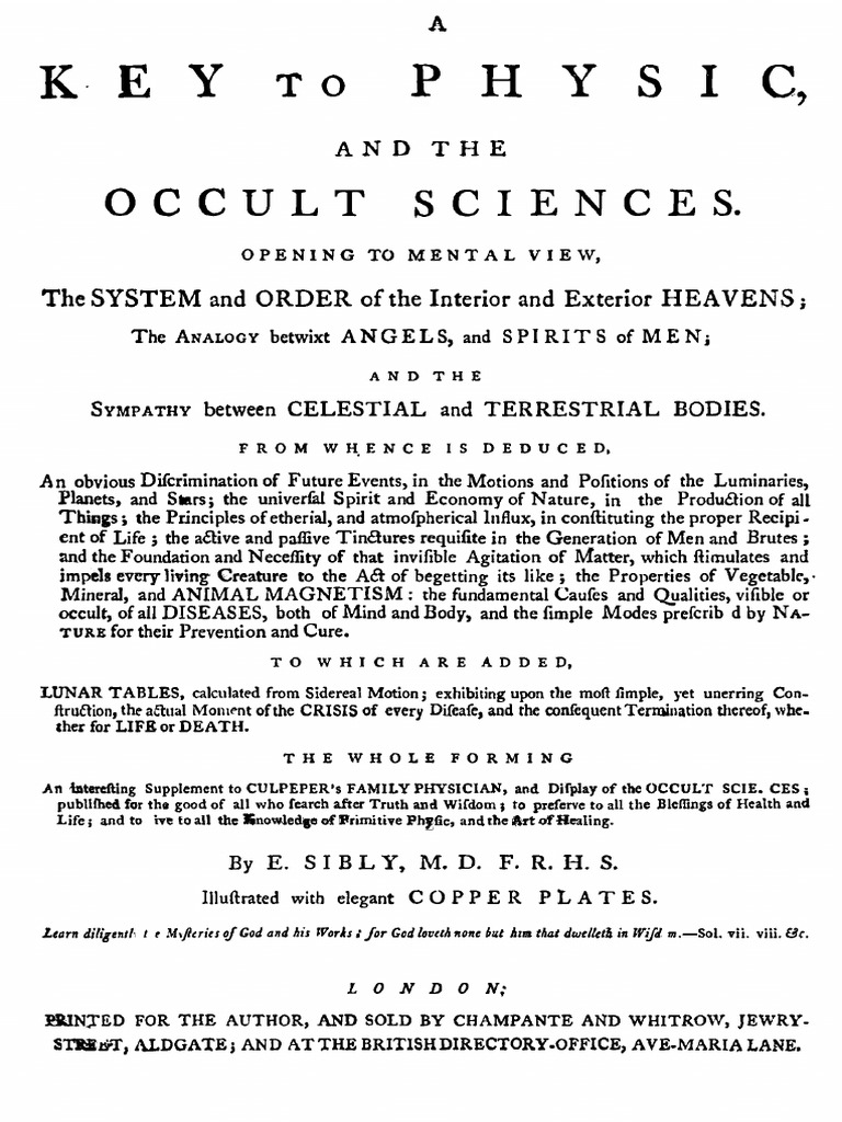Book - 1795 - Sibly - Key To Physic and The Occult Sciences