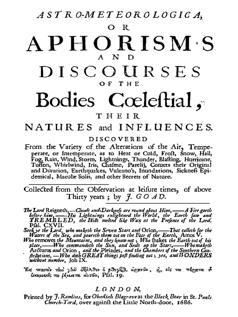 Book - 1686 - J. Goad - Astrometeorologica PDF | PDF | Nature