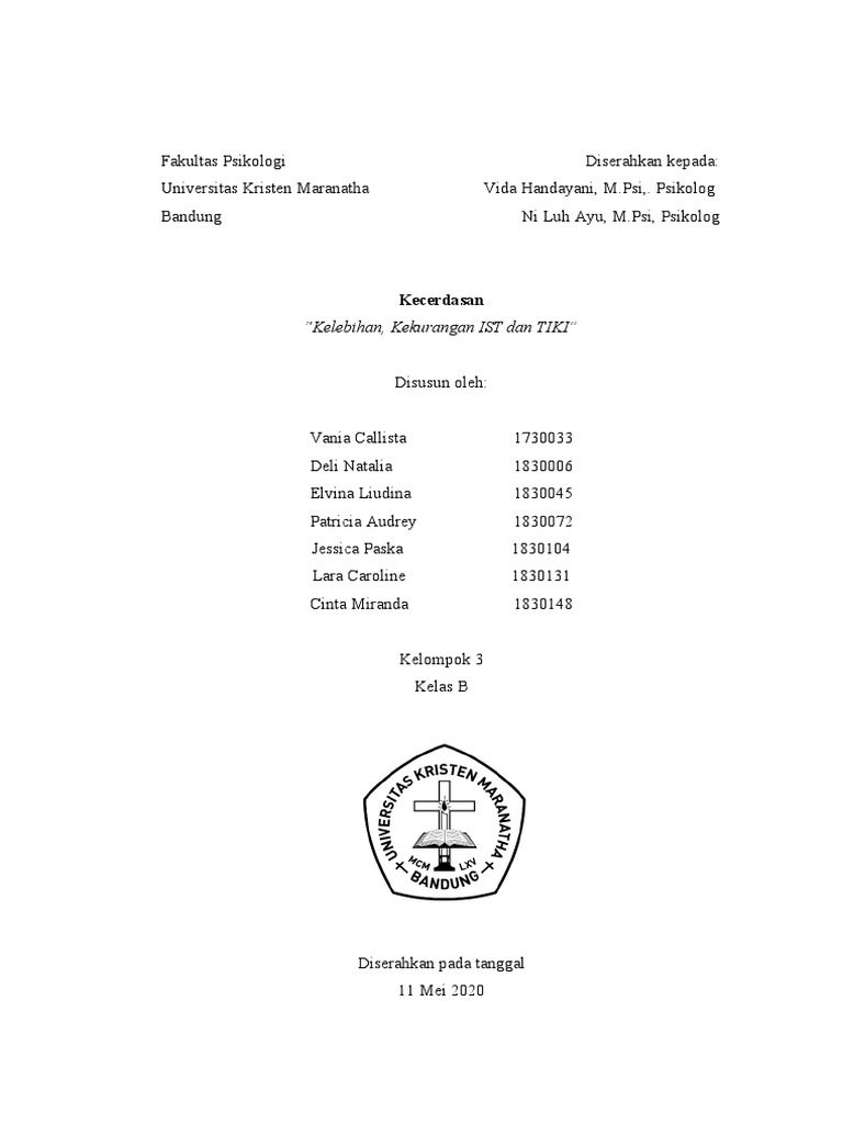 Laporan Tes Kecerdasan 3 Kelompok 3