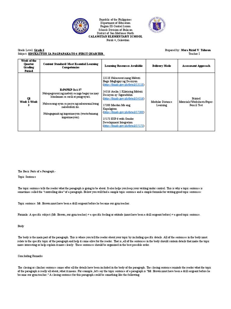 Calawitan Elementary School | PDF | Learning | Cognition