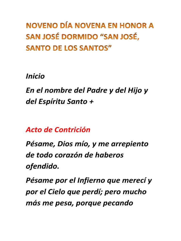 9-Noveno Día Novena en Honor A San José Dormido | PDF | María, madre de ...