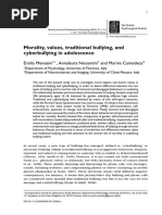 Morality, values, traditional bullying, and