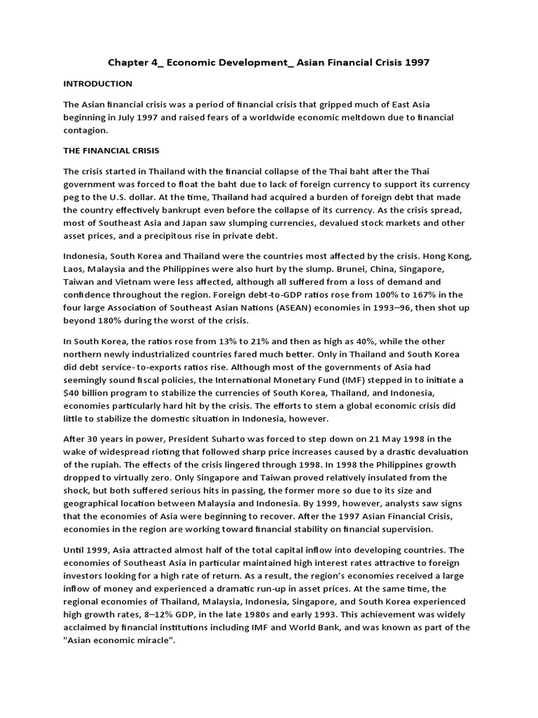Chapter 4 - Economic Development - Asian Financial Crisis 1997 | PDF ...