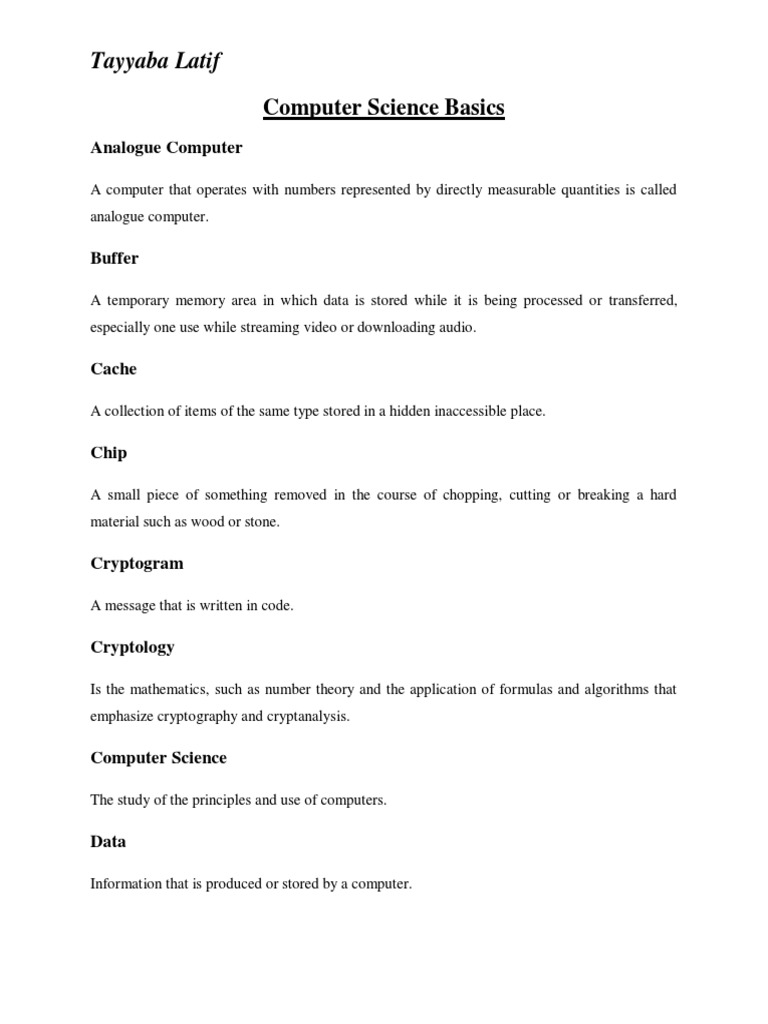 Computer Science Basics | PDF | Data | Cryptography