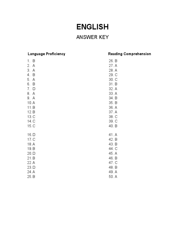 English and Filipino Answer Key | PDF