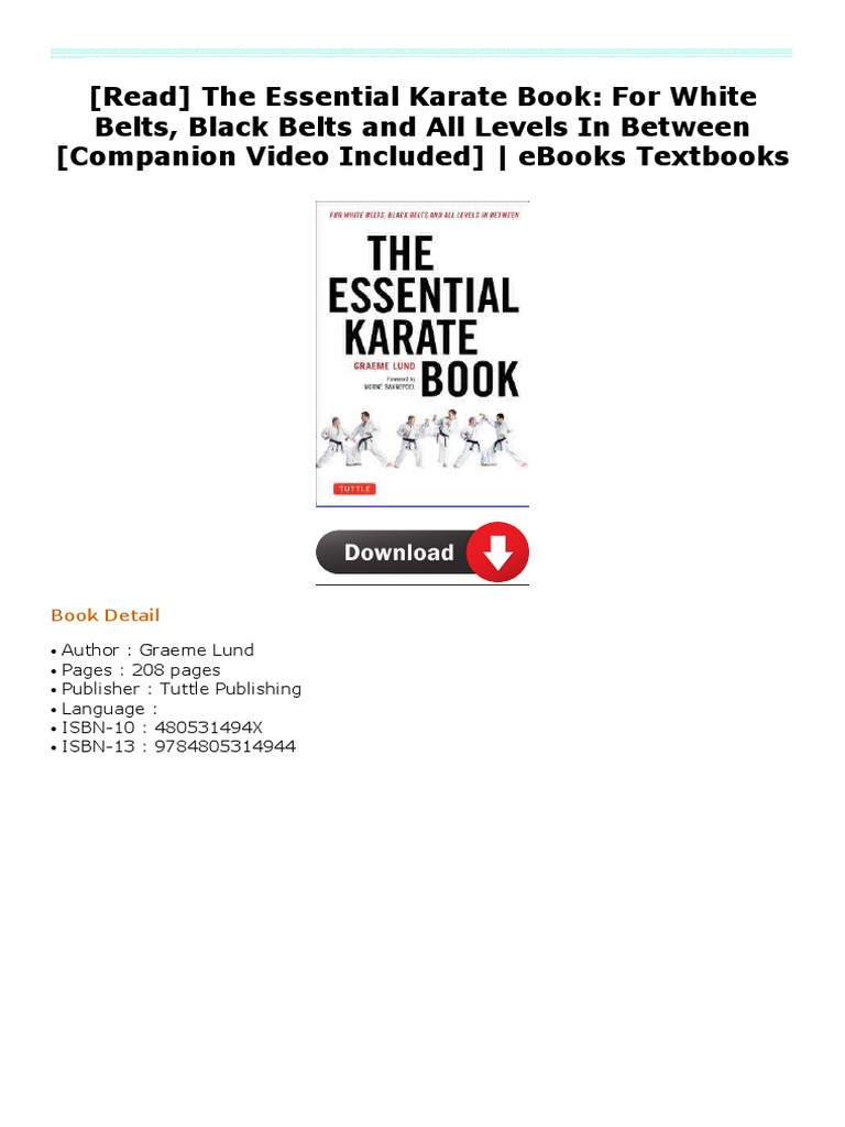The Essential Karate Book For White Belts Black Belts and