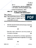 Development /CRD Term-End Examination, 2019: Mrd-103: Rural Development Planning and Management