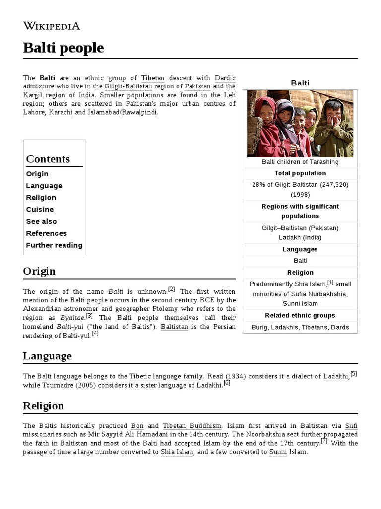 Balti People Origin Language Religion Cuisine See Also References