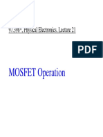 MOSFET Operation: 97.398, Physical Electronics, Lecture 21