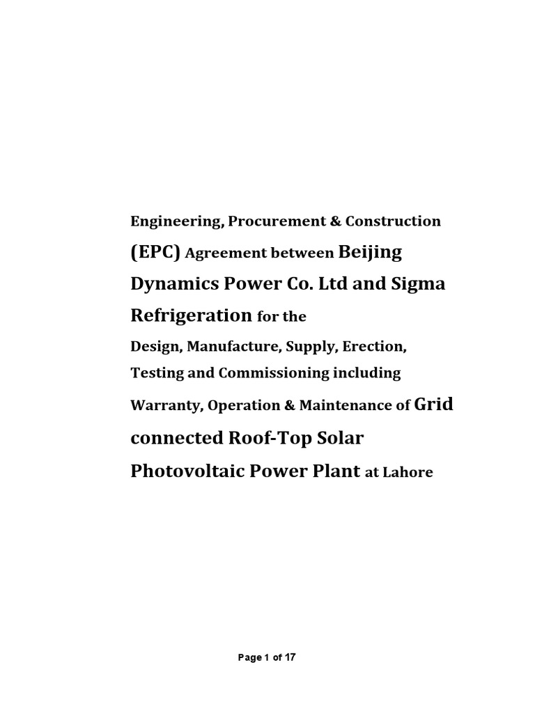 Solar Agreement Draft DPC - Sigma 15112019 | PDF | Arbitration | Indemnity