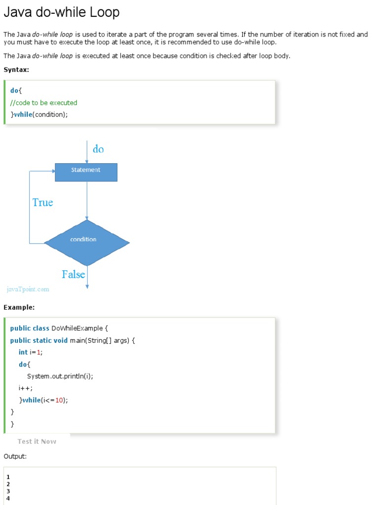 Java Do While Loop | PDF