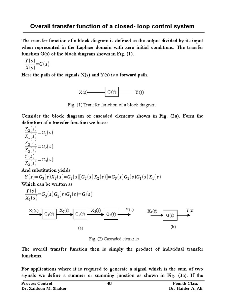 Lect 4 Overall Transfer Function of A Closed-Loop Control System | PDF ...