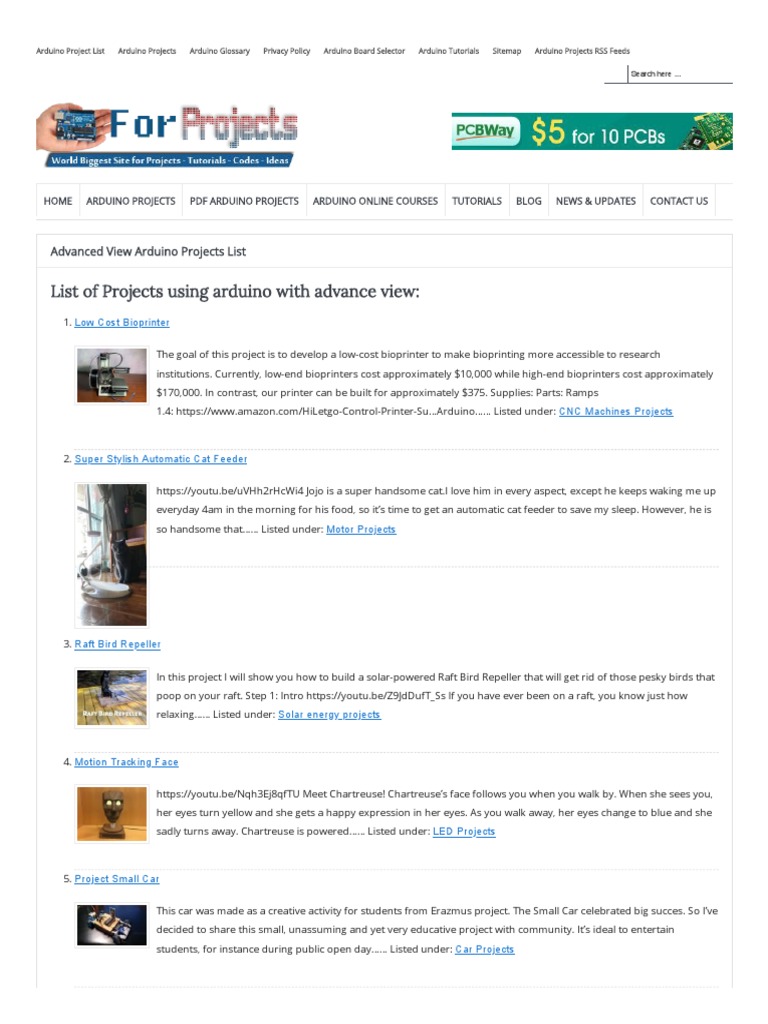Advanced View Arduino Projects List - Use Arduino For Projects | PDF ...