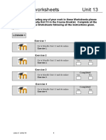 Exercise Worksheets Unit 13