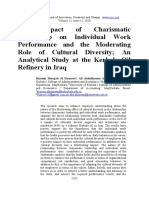 The Impact of Charismatic Leadership On Individual Work Performance and The Moderating Role of Cultural Diversity An Analytical Study at The Kerbala Oil Refinery in Iraq