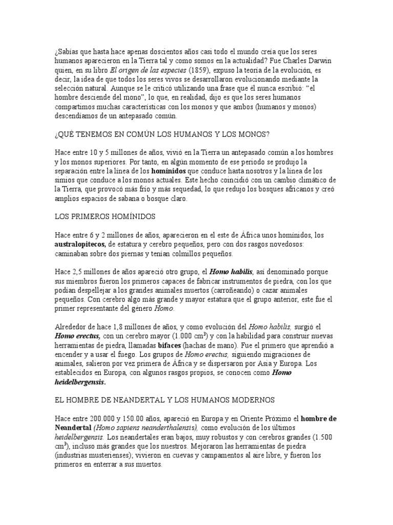 El Origen de La Especie Humana | PDF | Homo | neanderthal