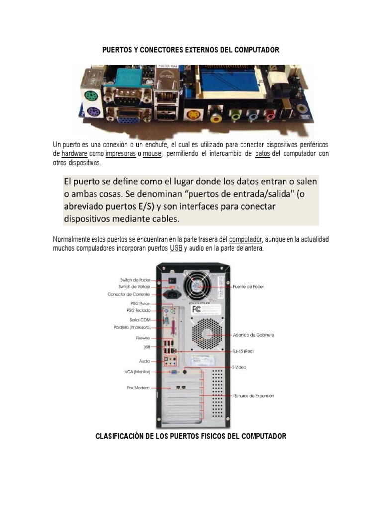 Puertos y Conectores Externos Del Computador 7° | PDF | USB | Hardware ... 