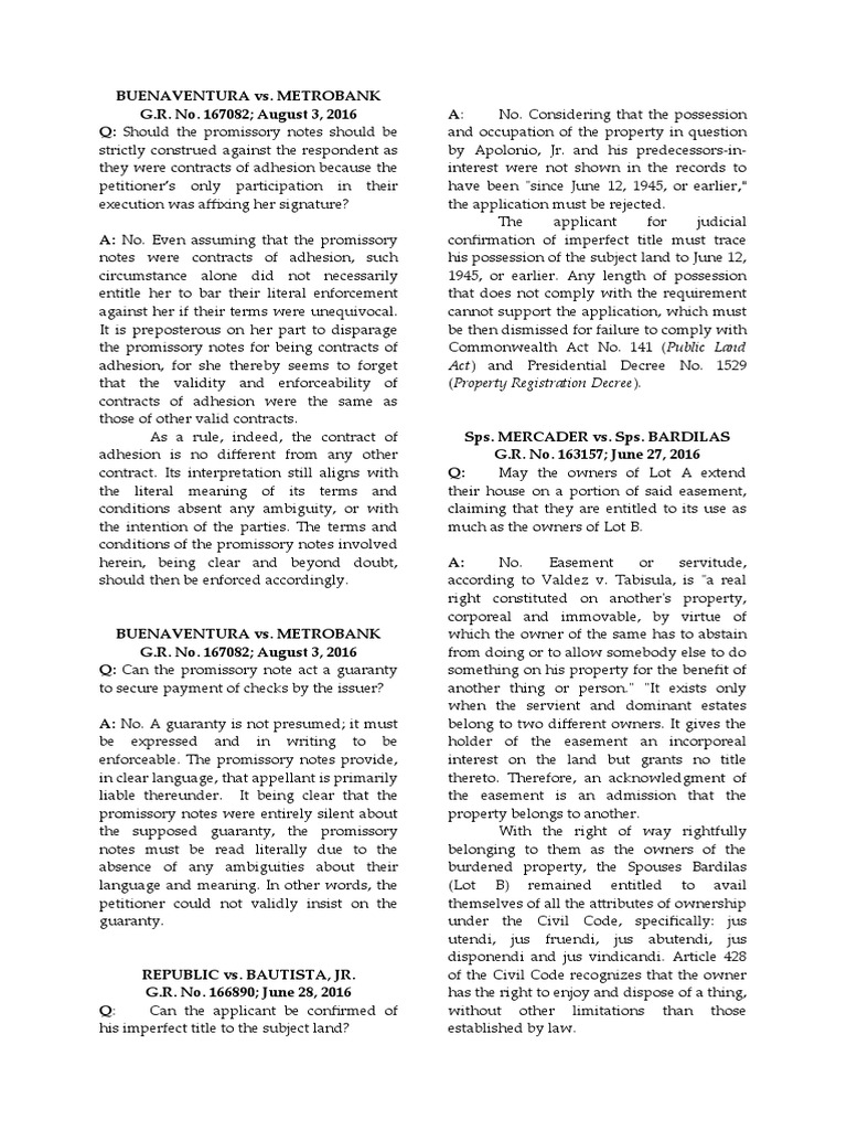 Civil Law Case Digests PDF Guarantee Mortgage Law