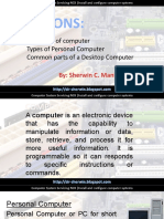 Lessons:: Definition of Computer Types of Personal Computer Common Parts of A Desktop Computer