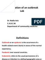 Investigation of An Outbreak Lab: Dr. Nadia Aziz C.A.B.C.M. Department of Community Medicine
