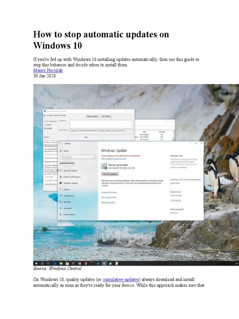 Disable Windows 10 Automatic Updates | PDF | Windows 10 | Windows Registry