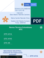 Actividad Norma Técnica Colombiana GTC 4114, 4116 Y GTC 45 Instructor Eber Albeiro Taborda Cardona