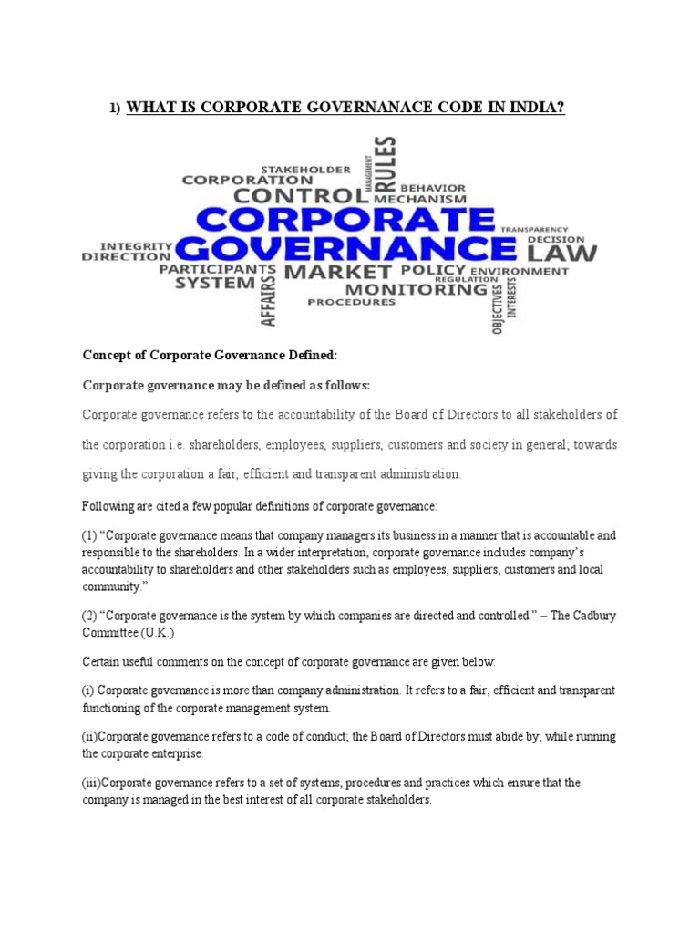 What Is Corporate Governanace Code in India?: Corporate Governance May ...