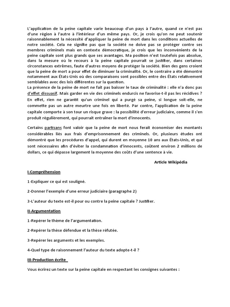 Arguments sur la peine de mort | PDF | Peine capitale | Sphère publique