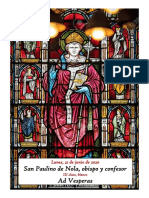 Lunes, 22 de Junio de 2020. San Paulino de Nola, obispo y confesor. Vísperas gregorianas