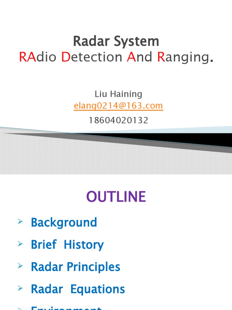 Radar System Fundamentals An InDepth Look at Radar Principles, Equations, Configurations and