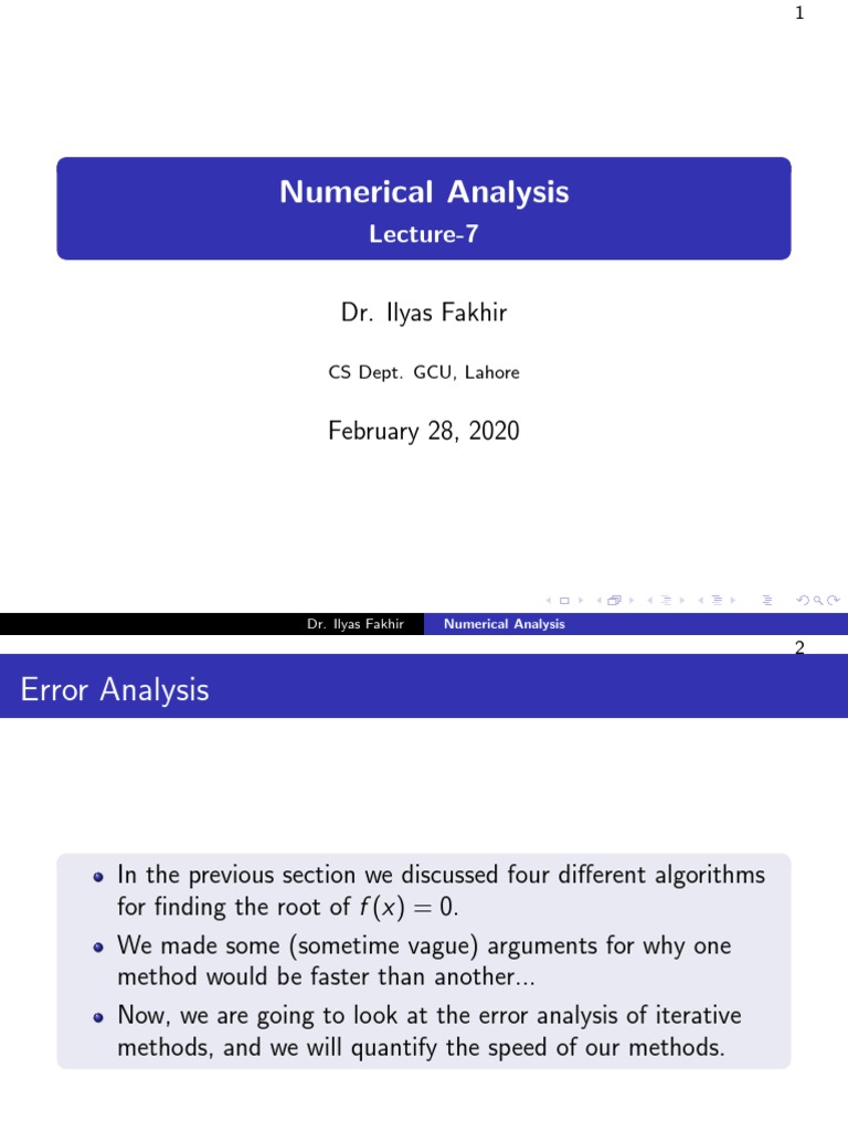 Numerical Analysis: Lecture-7 | PDF | Numerical Analysis | Limit ...