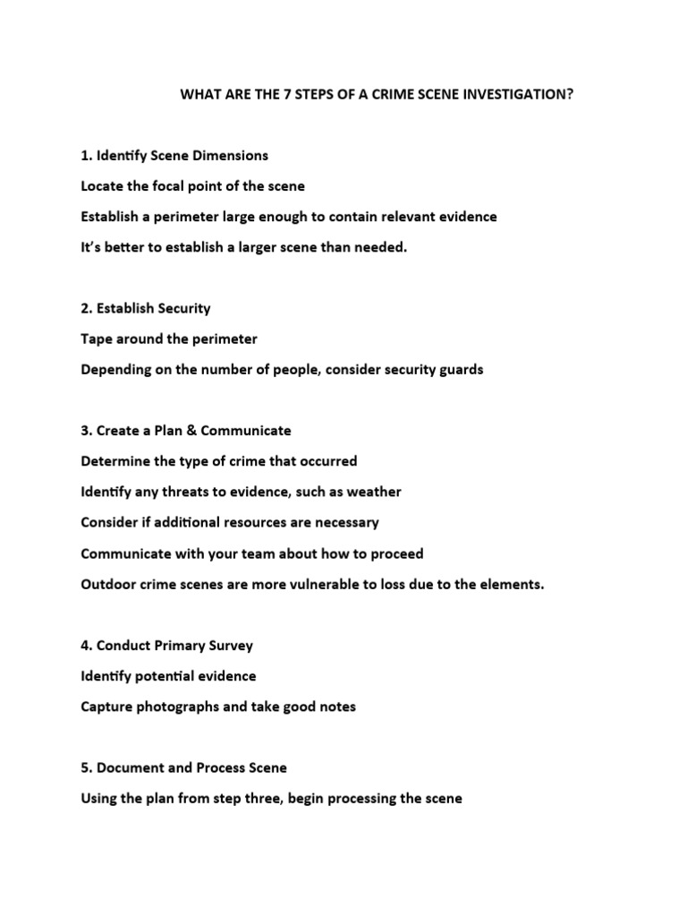 7 Steps of Crime Scene Investigation | PDF | Social Science | Law