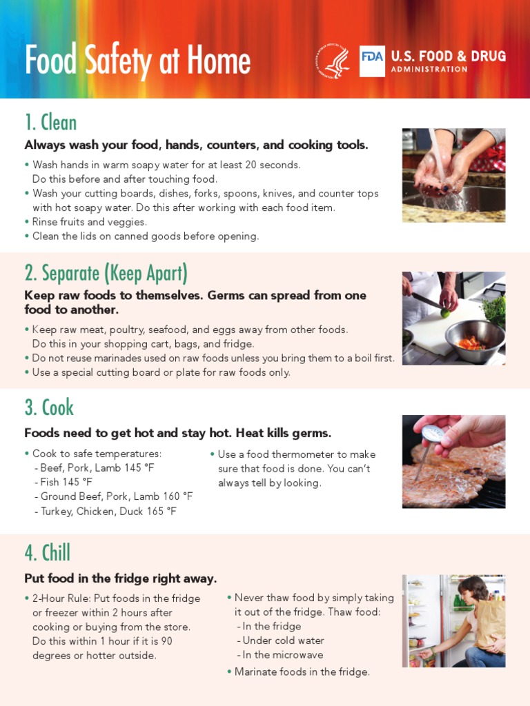 Food Safety at Home PDF Foods Refrigerator