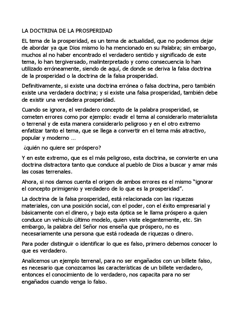 Verdadera y Falsa Prosperidad en la Biblia | PDF | Salvación | Doctrina