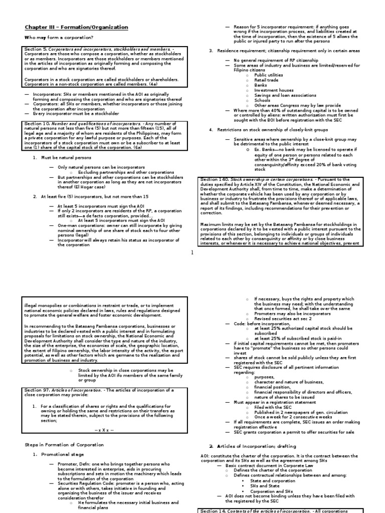 Chapter III - Formation Organization | PDF | Business