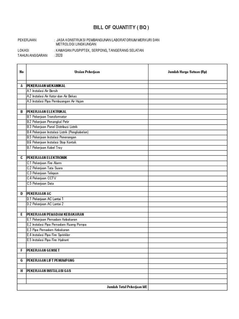 Jasa Konstruksi Laboratorium 2020 | PDF
