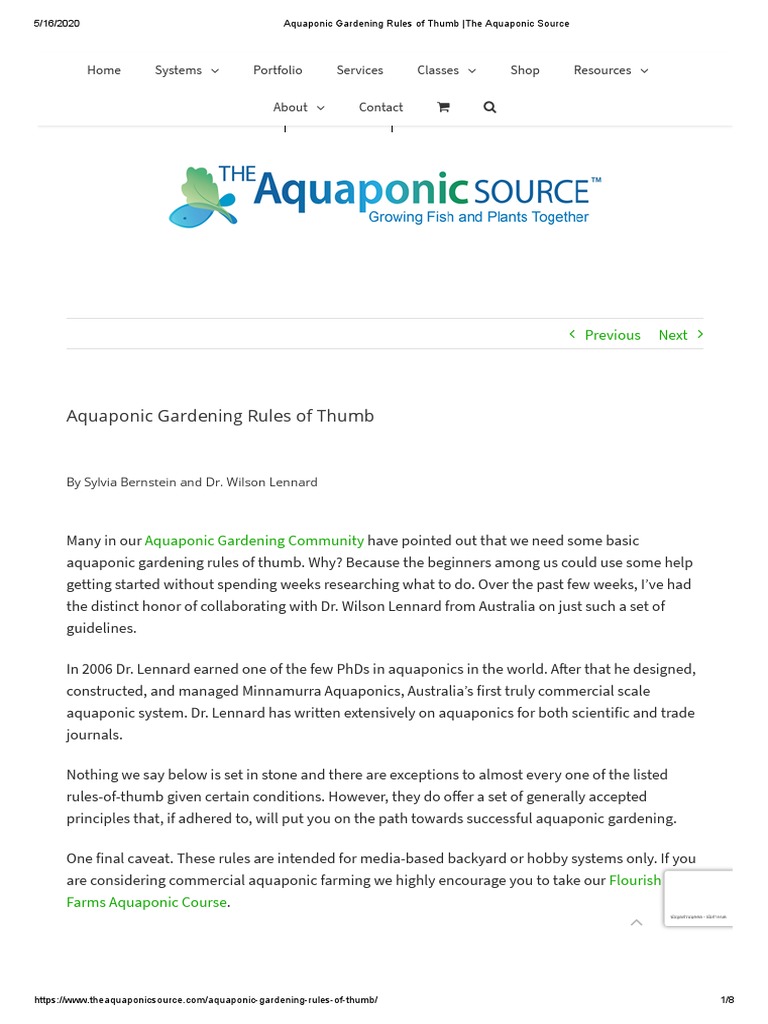 Aquaponic Gardening Rules of Thumb The Aquaponic Source PDF