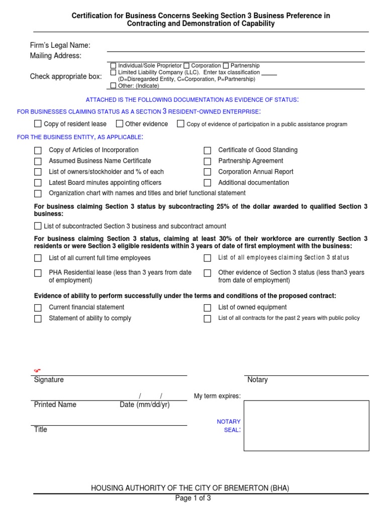 Section 3 Business Certification Guide | PDF | Corporations | Employment