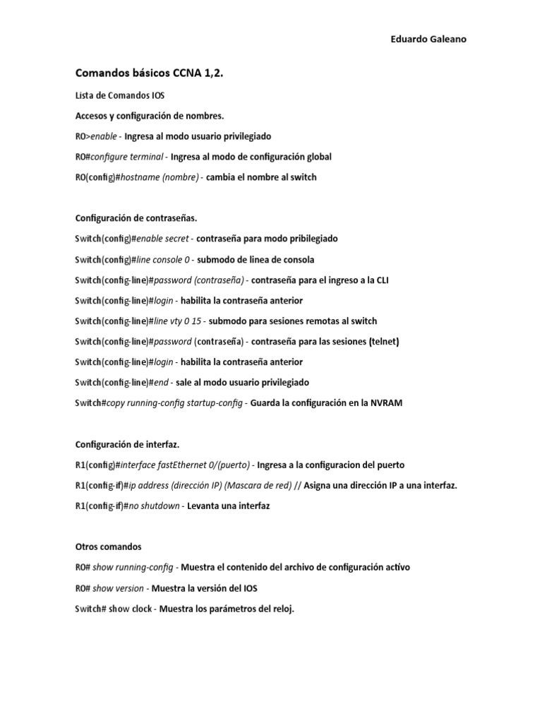 Comandos Básicos CCNA 1-1,3 | PDF