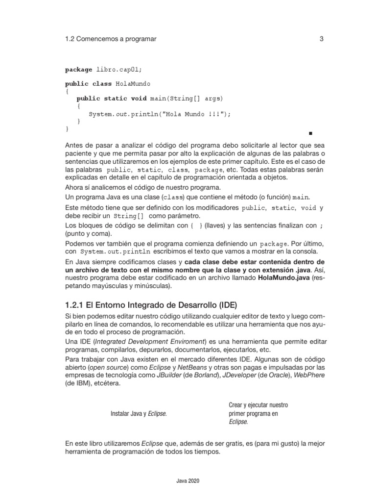 Introducción a Java: Primer Programa y IDE | PDF | Eclipse (software ...