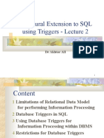 Procedural Extension To SQL Using Triggers - Lecture 2: DR Akhtar Ali