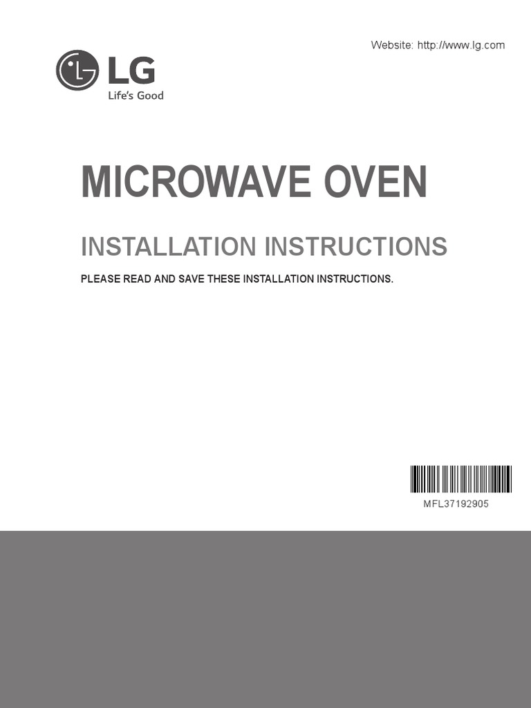 Installation Instructions for LG Microwave Oven Model MFL37192905 PDF