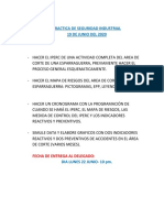 Practica de Seguridad Industrial 19 de Junio Del 2020: Fecha de Entrega Al Delegado