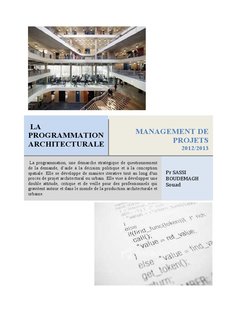 Faites Un Schéma Représentant L architecture Sid Classique COURS DE PROGRAMMATION (2) .pdf.1 | PDF | Appel d'offres | Architecte