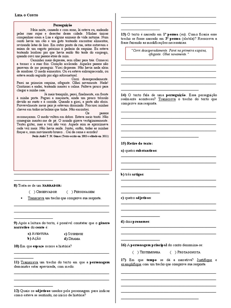 Elementos Da Narrativa - 6º ANO | PDF | Contos