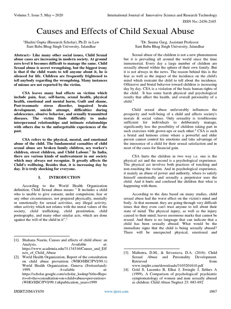 Causes and Effects of Child Sexual Abuse | PDF